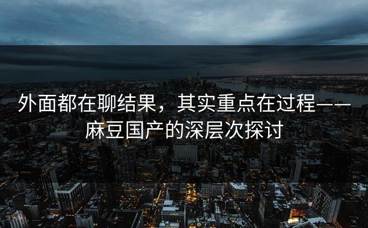 外面都在聊结果，其实重点在过程——麻豆国产的深层次探讨