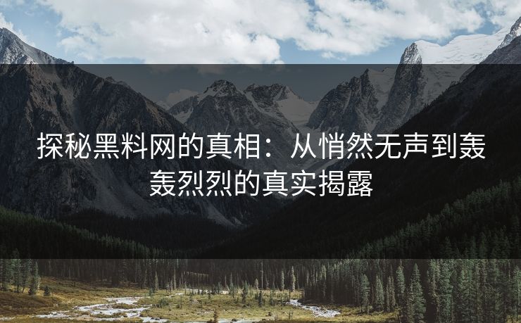 探秘黑料网的真相：从悄然无声到轰轰烈烈的真实揭露