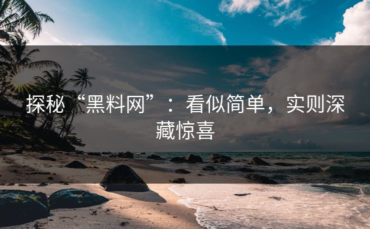 探秘“黑料网”：看似简单，实则深藏惊喜