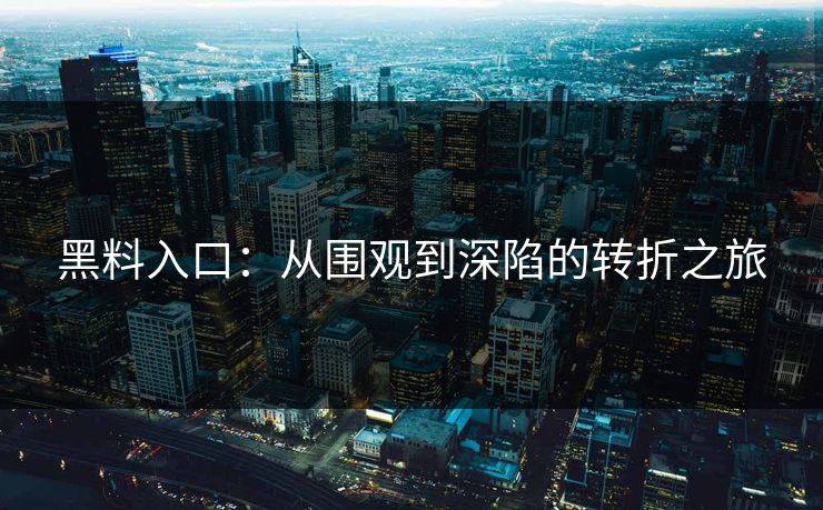 黑料入口：从围观到深陷的转折之旅