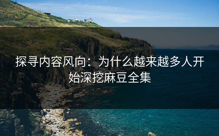探寻内容风向：为什么越来越多人开始深挖麻豆全集