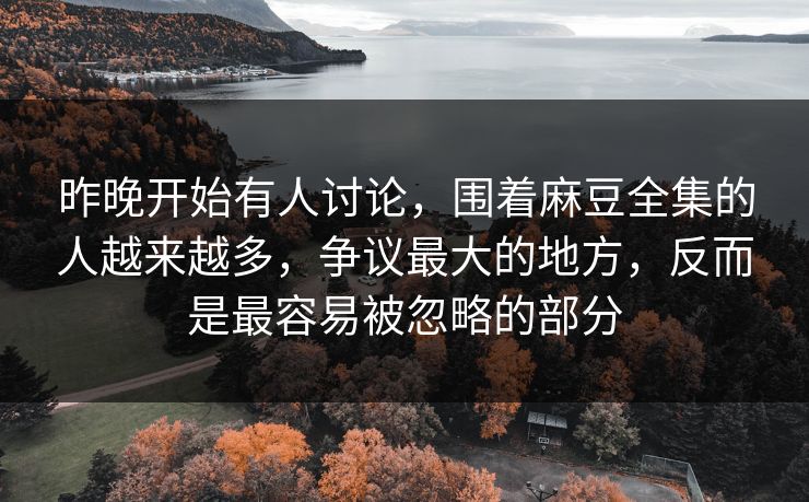 昨晚开始有人讨论，围着麻豆全集的人越来越多，争议最大的地方，反而是最容易被忽略的部分
