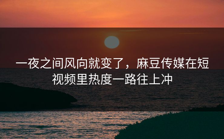 一夜之间风向就变了,麻豆传媒在短视频里热度一路往上冲